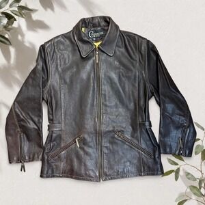 Colebrook & Co Brown Leather Biker Jacket Vintage Distressed L Mens Moto Grunge